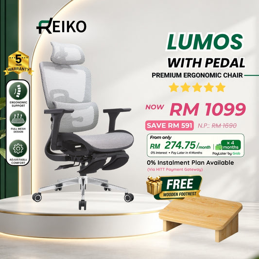 Reiko Lumos full mesh ergonomic office chair Malaysia - AutoFlex lumbar support 4D armrest