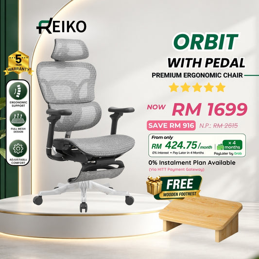 Reiko Orbit heavy duty full mesh ergonomic office chair Malaysia - 5 year warranty