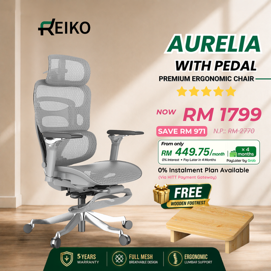 Reiko Aurelia flagship ergonomic office chair Malaysia - 6D armrest aluminum base S-spine support