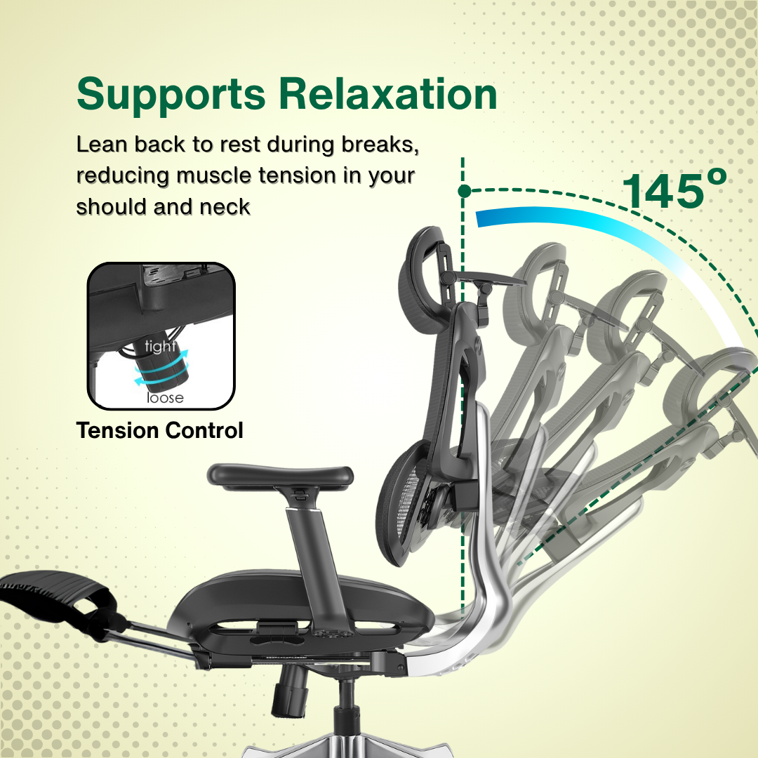 Reiko Ergolux with Pedal Ergonomic Chair Full Mesh 5 Years Warranty Office Chair, Adjustable Lumbar Chair, Gaming Chair