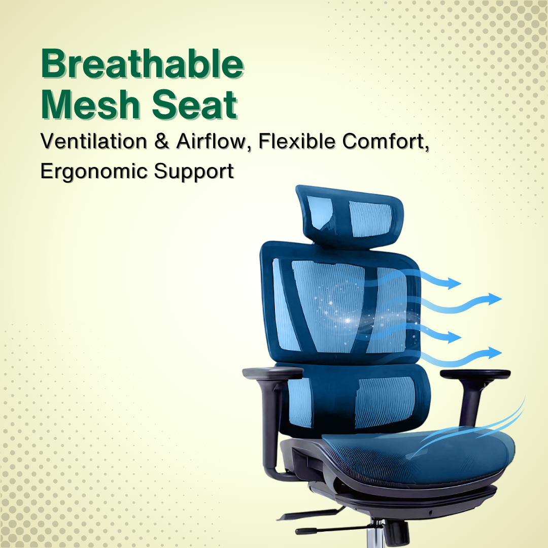 Reiko Vertex with Pedal Ergonomic Chair Full Mesh Seat Chair - 3 Years Warranty (Office Chair, Ergonomic Chair, Gaming)
