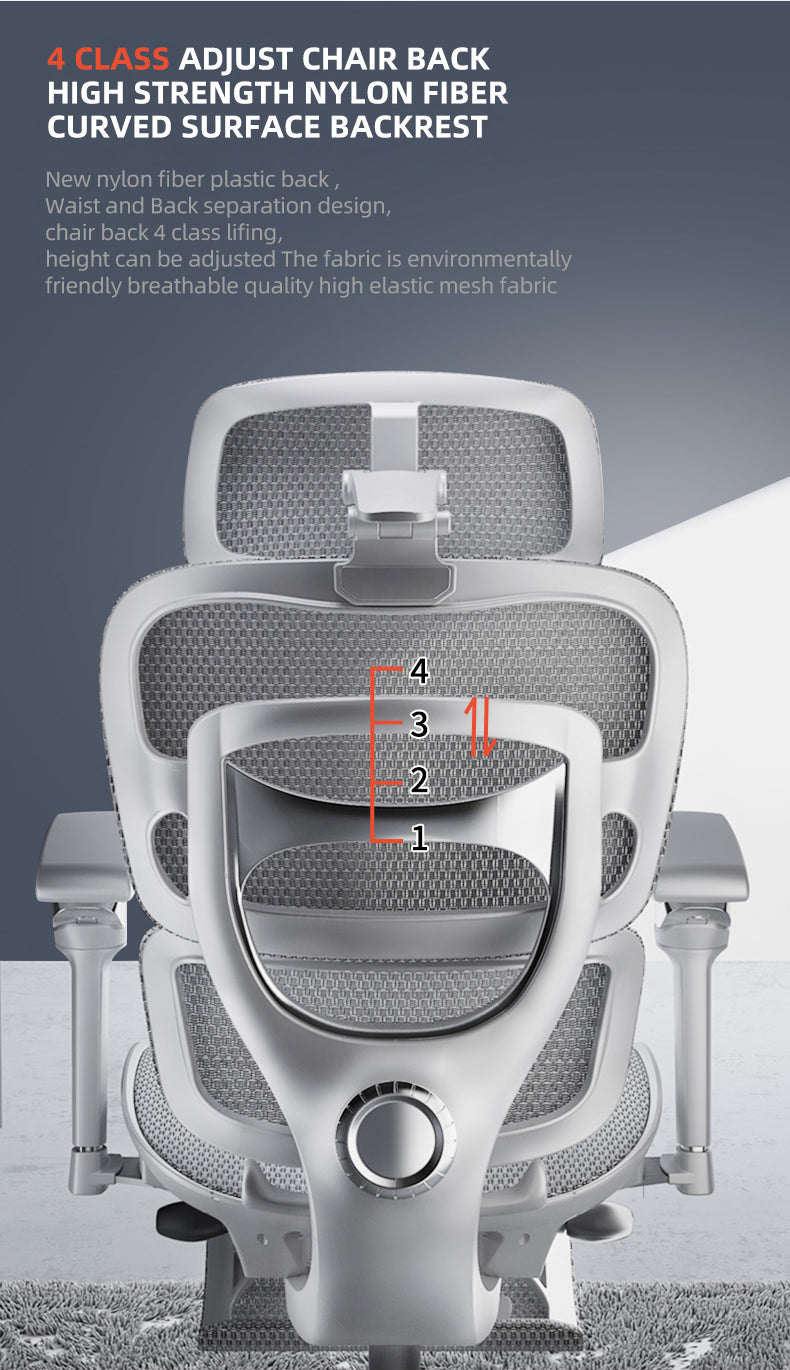 Reiko Aurelia Ergonomic Chair Full Mesh 6D Armrest Ergonomic Office Aluminum Chair Heavy Duty with Footrest