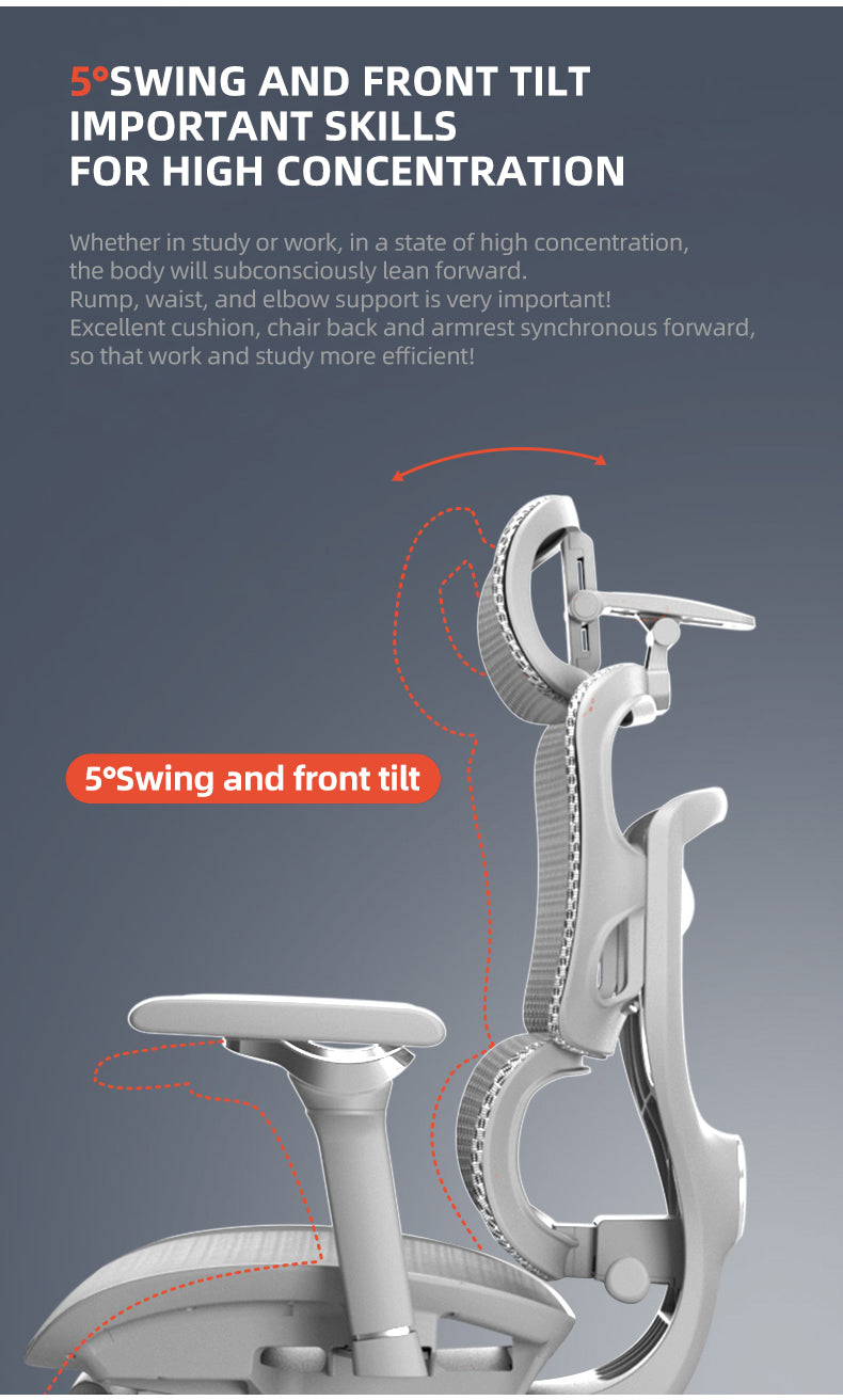 Reiko Aurelia Ergonomic Chair Full Mesh 6D Armrest Ergonomic Office Aluminum Chair Heavy Duty with Footrest