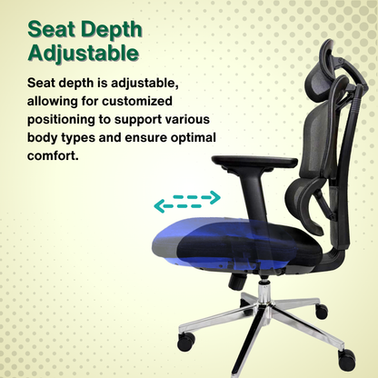 Reiko Elevate 30  Ergonomic Chair Fabric Cushion Seat Chair - 3 Years Warranty (Office Chair, Ergonomic Chair, Gaming)