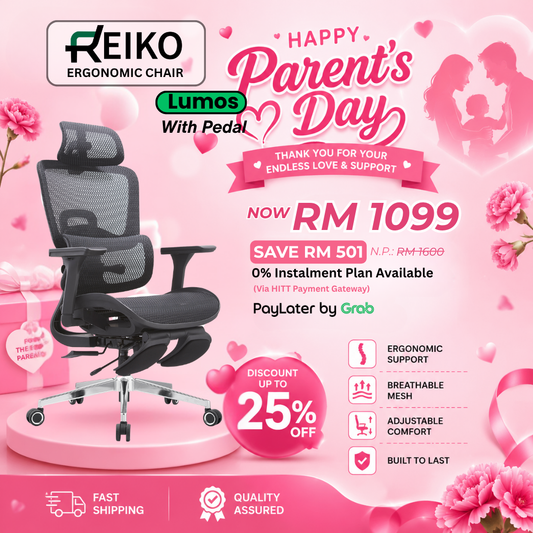 Reiko Lumos full mesh ergonomic office chair Malaysia - AutoFlex lumbar support 4D armrest