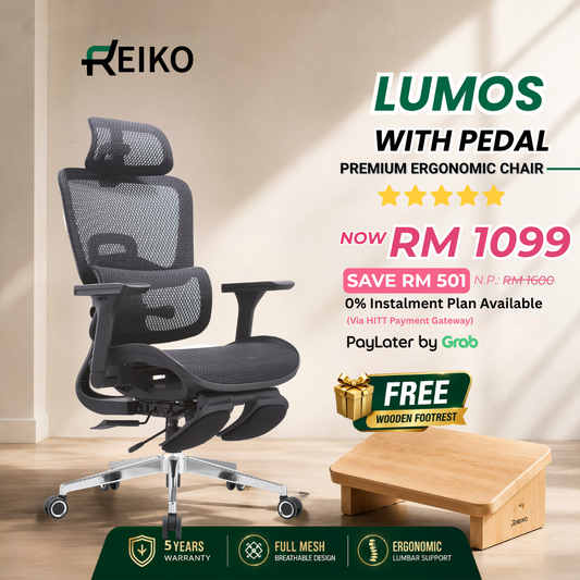 Reiko Lumos full mesh ergonomic office chair Malaysia - AutoFlex lumbar support 4D armrest