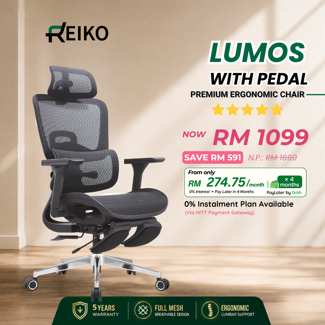 Reiko Lumos full mesh ergonomic office chair Malaysia - AutoFlex lumbar support 4D armrest