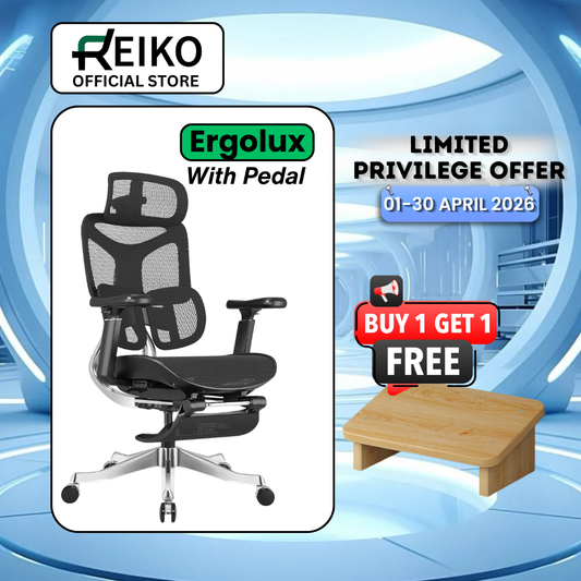 Reiko Ergolux best seller ergonomic office chair Malaysia - full mesh 5 year warranty Onyx Black
