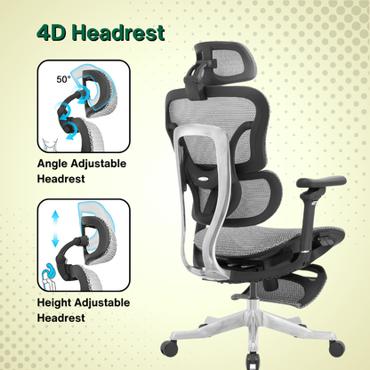 Reiko Orbit with Pedal Ergonomic Chair Full Mesh Chair - 5 Years Warranty (Office Chair, Adjustable Lumbar Chair, Gaming Chair)