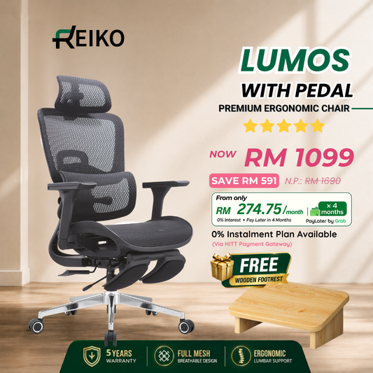 Reiko Lumos full mesh ergonomic office chair Malaysia - AutoFlex lumbar support 4D armrest