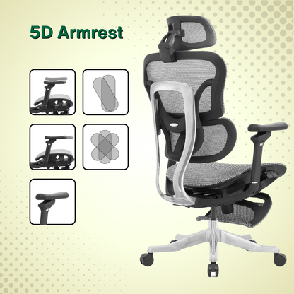 Reiko Orbit with Pedal Ergonomic Chair Full Mesh Chair - 5 Years Warranty (Office Chair, Adjustable Lumbar Chair, Gaming Chair)