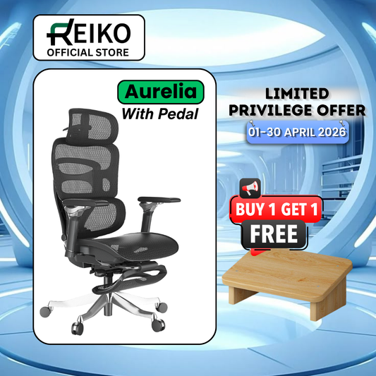 Reiko Aurelia flagship ergonomic office chair Malaysia - 6D armrest aluminum base S-spine support