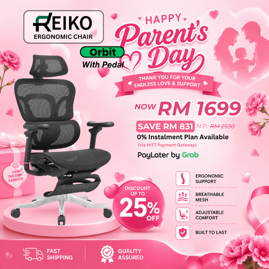 Reiko Orbit heavy duty full mesh ergonomic office chair Malaysia - 5 year warranty