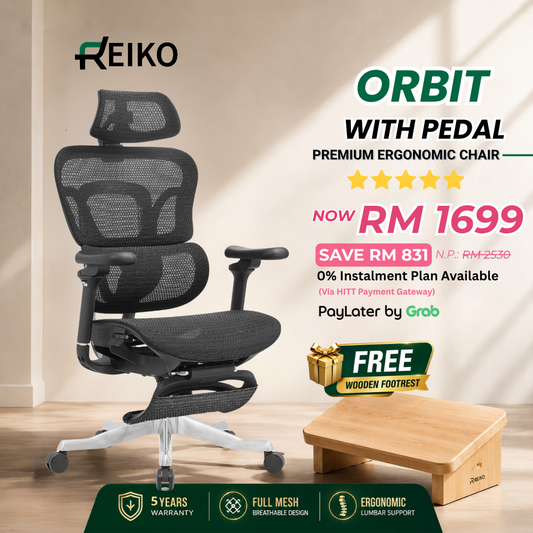 Reiko Orbit heavy duty full mesh ergonomic office chair Malaysia - 5 year warranty