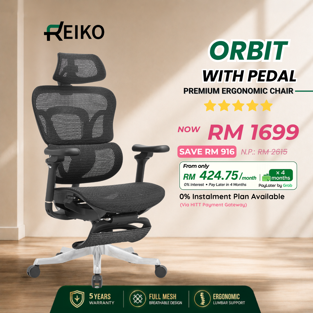 Reiko Orbit heavy duty full mesh ergonomic office chair Malaysia - 5 year warranty
