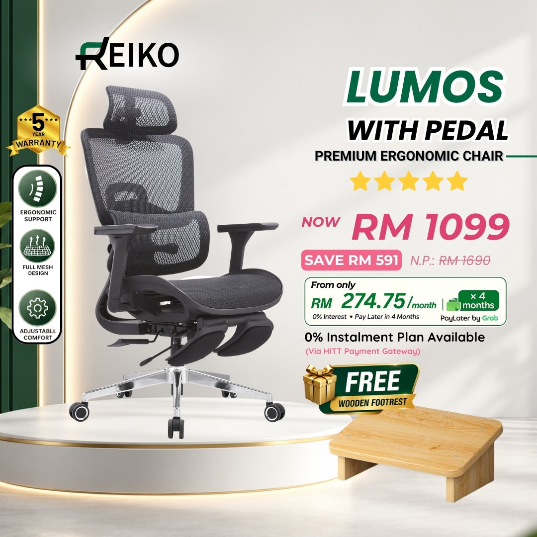 Reiko Lumos full mesh ergonomic office chair Malaysia - AutoFlex lumbar support 4D armrest