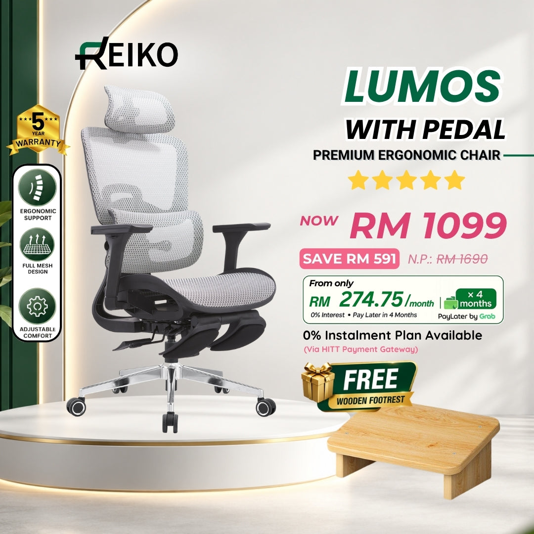 Reiko Lumos full mesh ergonomic office chair Malaysia - AutoFlex lumbar support 4D armrest