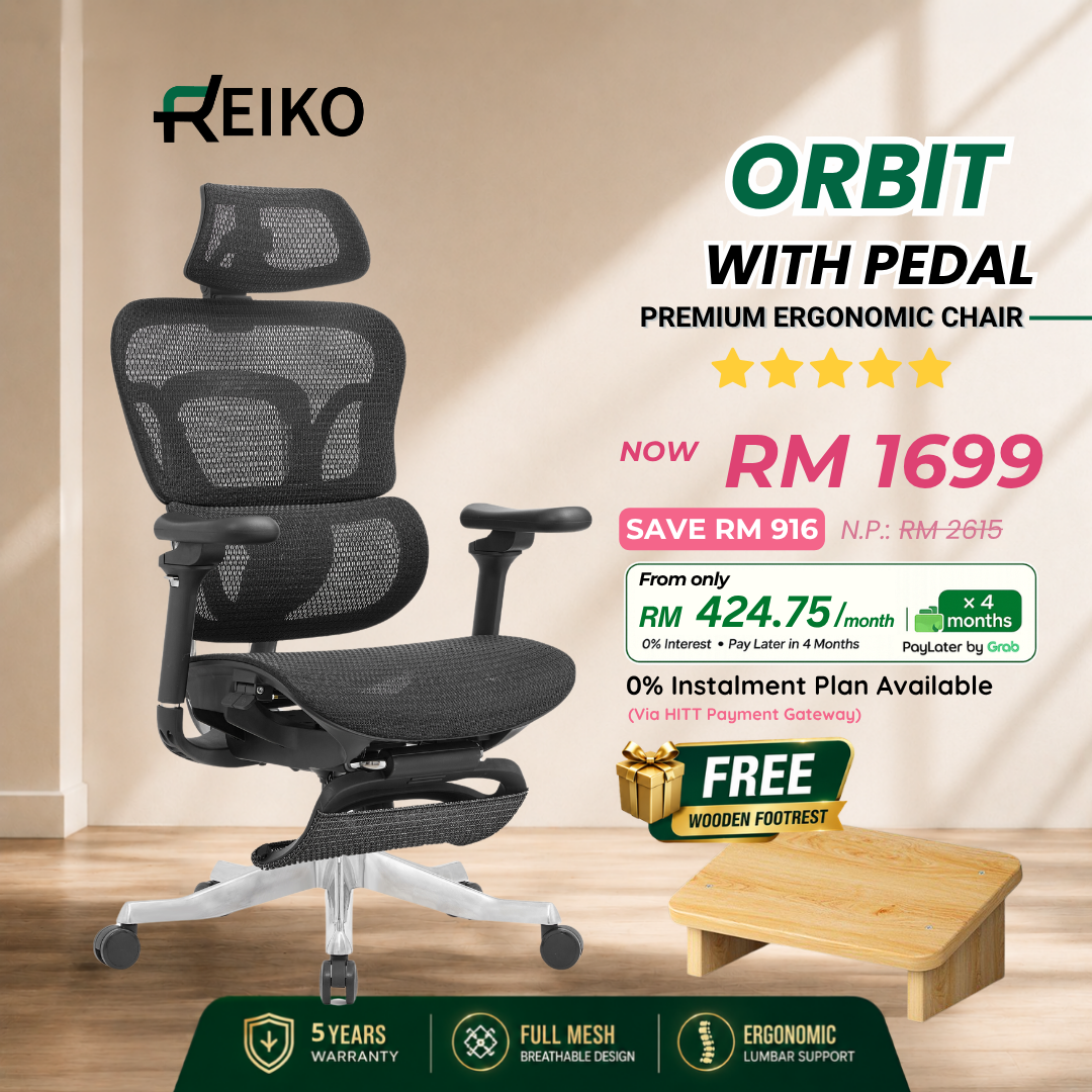 Reiko Orbit heavy duty full mesh ergonomic office chair Malaysia - 5 year warranty