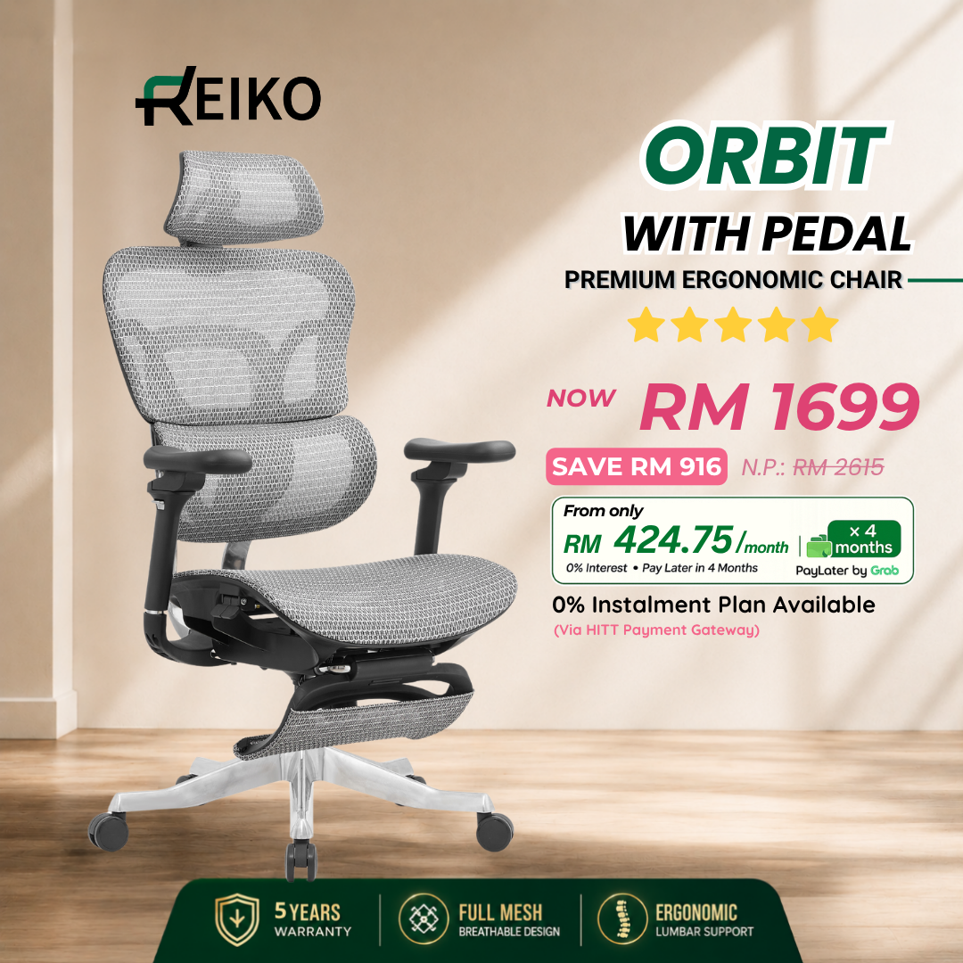Reiko Orbit heavy duty full mesh ergonomic office chair Malaysia - 5 year warranty