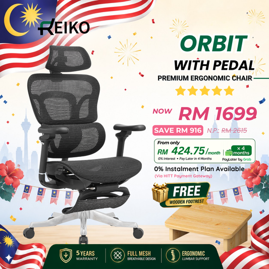Reiko Orbit heavy duty full mesh ergonomic office chair Malaysia - 5 year warranty