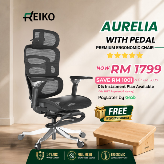  Reiko Aurelia flagship ergonomic office chair Malaysia - 6D armrest aluminum base S-spine support