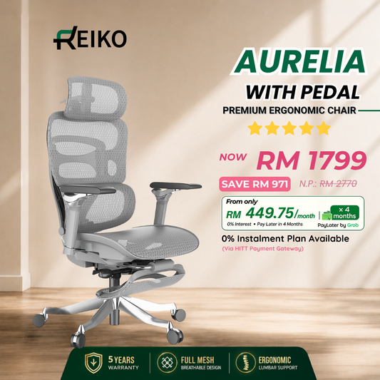  Reiko Aurelia flagship ergonomic office chair Malaysia - 6D armrest aluminum base S-spine support
