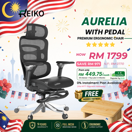  Reiko Aurelia flagship ergonomic office chair Malaysia - 6D armrest aluminum base S-spine support