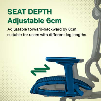 Reiko Vertex with Pedal Ergonomic Chair Full Mesh Seat Chair - 3 Years Warranty (Office Chair, Ergonomic Chair, Gaming)