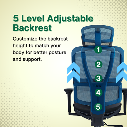 Reiko Vertex with Pedal Ergonomic Chair Full Mesh Seat Chair - 3 Years Warranty (Office Chair, Ergonomic Chair, Gaming)