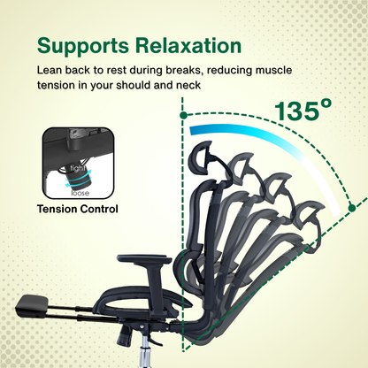 Reiko Vertex with Pedal Ergonomic Chair Full Mesh Seat Chair - 3 Years Warranty (Office Chair, Ergonomic Chair, Gaming)