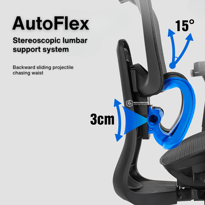 Reiko Lumos with Pedal Ergonomic Chair Full Mesh Office Chair, Adjustable Lumbar Chair, Gaming Chair - 5 Years Warranty