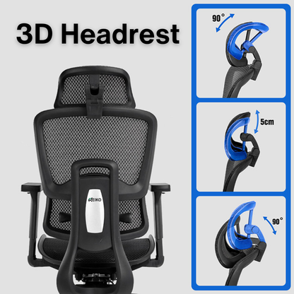Reiko Lumos with Pedal Ergonomic Chair Full Mesh Office Chair, Adjustable Lumbar Chair, Gaming Chair - 5 Years Warranty