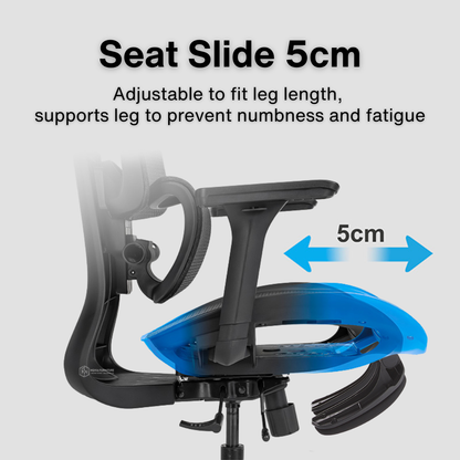 Reiko Lumos with Pedal Ergonomic Chair Full Mesh Office Chair, Adjustable Lumbar Chair, Gaming Chair - 5 Years Warranty