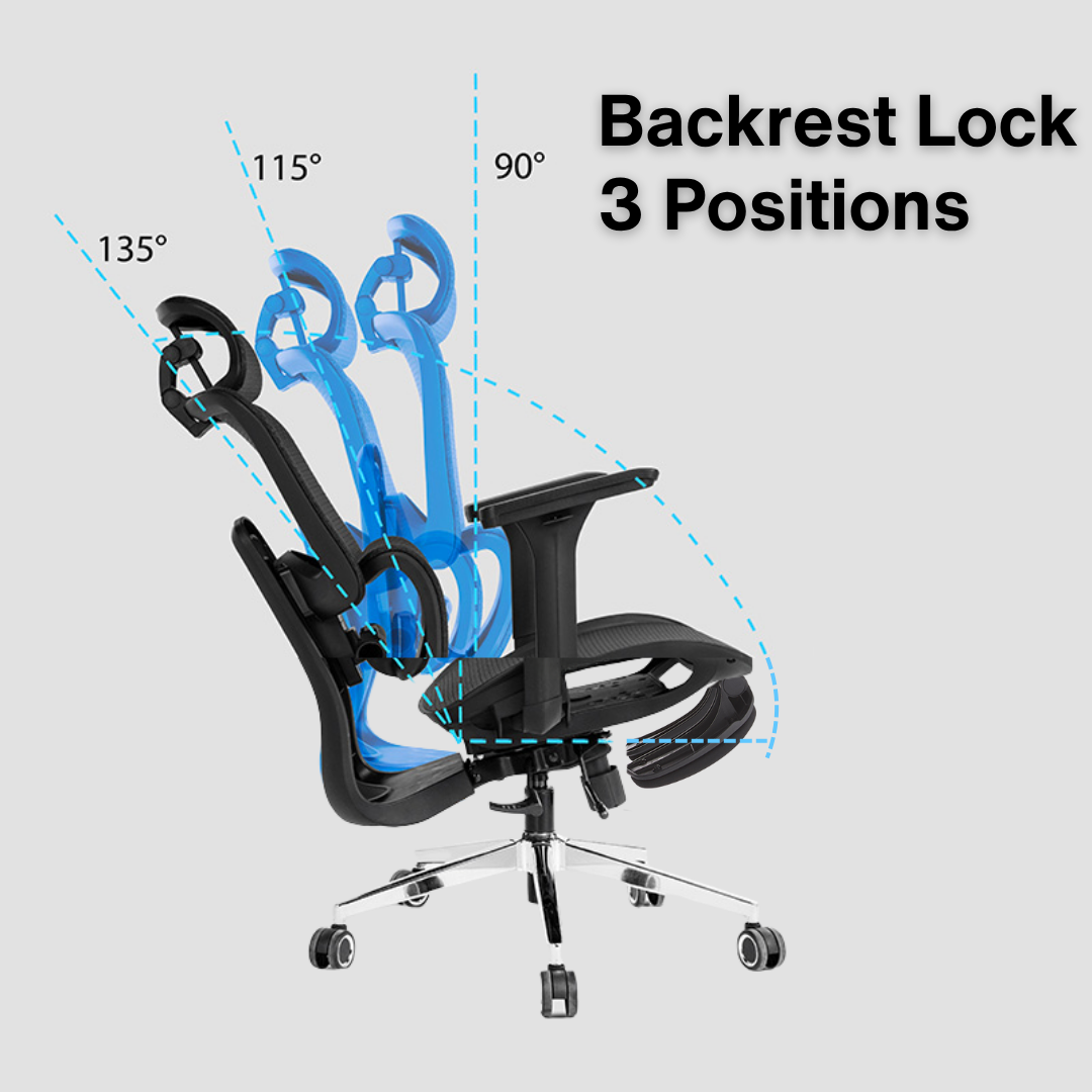 Reiko Lumos with Pedal Ergonomic Chair Full Mesh Office Chair, Adjustable Lumbar Chair, Gaming Chair - 5 Years Warranty