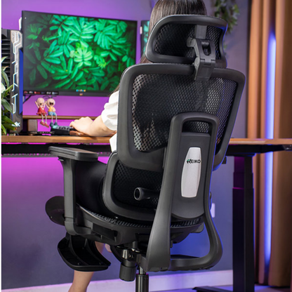 Reiko Lumos with Pedal Ergonomic Chair Full Mesh Office Chair, Adjustable Lumbar Chair, Gaming Chair - 5 Years Warranty