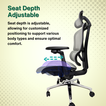 Reiko Nova 30 Full Mesh Ergonomic Chair - 3 Years Warranty (Office Chair, Adjustable Lumbar Chair, Gaming Chair)