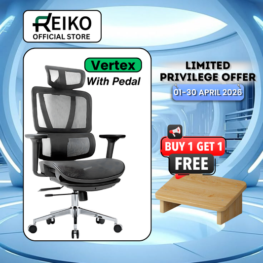 Reiko Vertex full mesh ergonomic office chair Malaysia - 3D armrest with footrest pedal