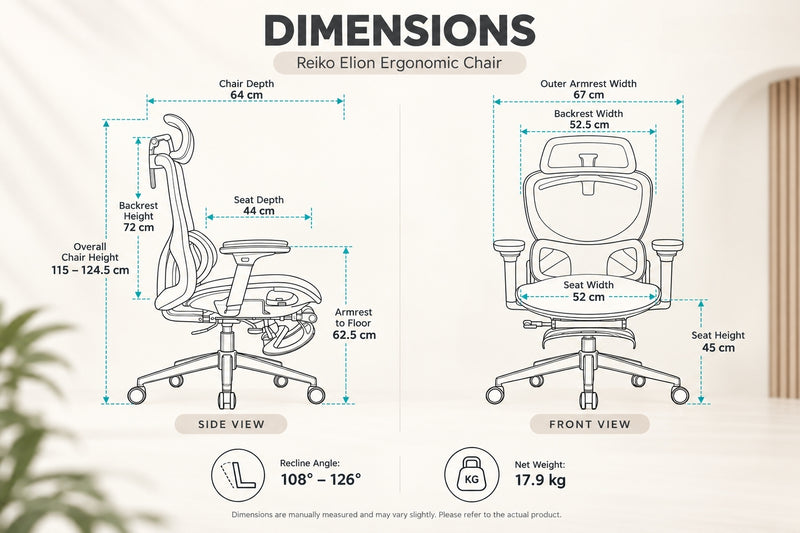 Reiko Elion Ergonomic Chair with Pedal Footrest specifications