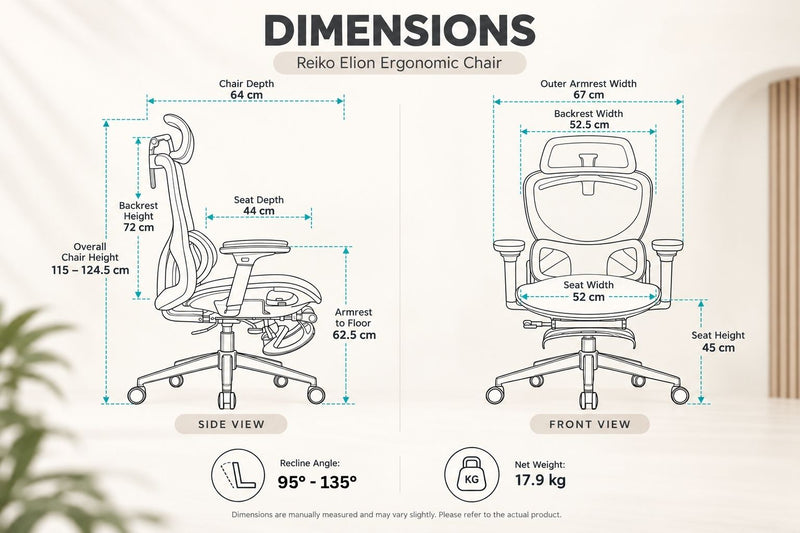 Reiko Elion Ergonomic Chair with Pedal Footrest specifications