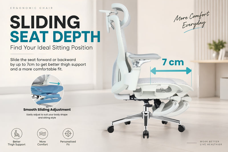 Reiko Elion Ergonomic Chair with Pedal Footrest specifications