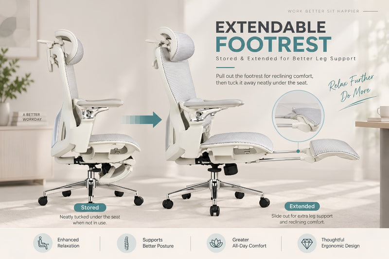 Reiko Elion Ergonomic Chair with Pedal Footrest specifications