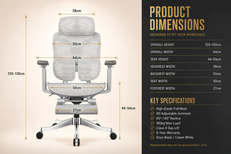 Reiko Ergolux Ergonomic Chair specifications