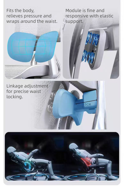 Reiko Ergolux with Pedal Ergonomic Chair Full Mesh 5 Years Warranty Office Chair, Adjustable Lumbar Chair, Gaming Chair