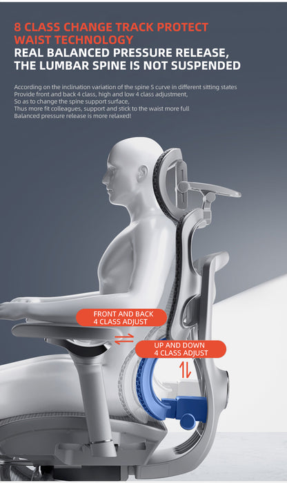 Reiko Aurelia Ergonomic Chair Full Mesh 6D Armrest Ergonomic Office Aluminum Chair Heavy Duty with Footrest