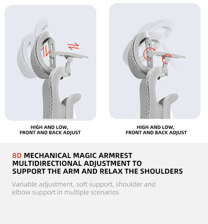 Reiko Aurelia Ergonomic Chair Full Mesh 6D Armrest Ergonomic Office Aluminum Chair Heavy Duty with Footrest