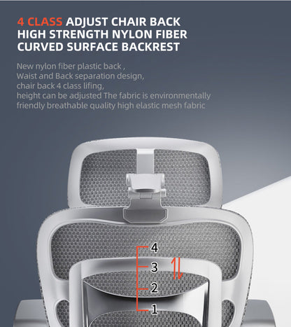 Reiko Aurelia Ergonomic Chair Full Mesh 6D Armrest Ergonomic Office Aluminum Chair Heavy Duty with Footrest