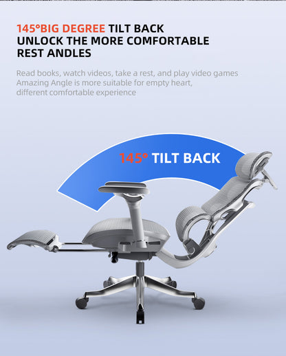 Reiko Aurelia Ergonomic Chair Full Mesh 6D Armrest Ergonomic Office Aluminum Chair Heavy Duty with Footrest