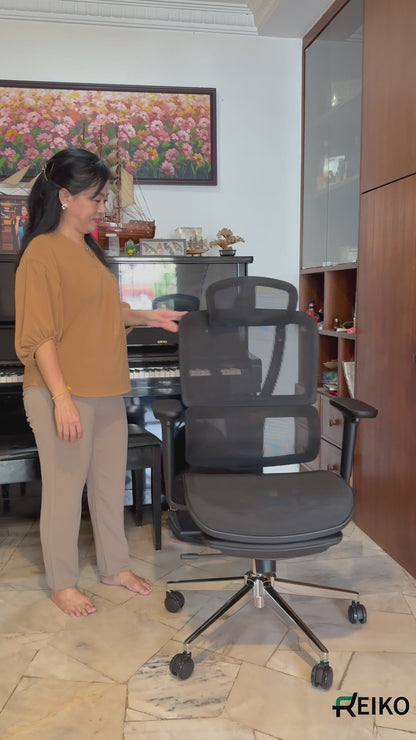 Reiko Vertex with Pedal Ergonomic Chair Full Mesh Seat Chair - 3 Years Warranty (Office Chair, Ergonomic Chair, Gaming)